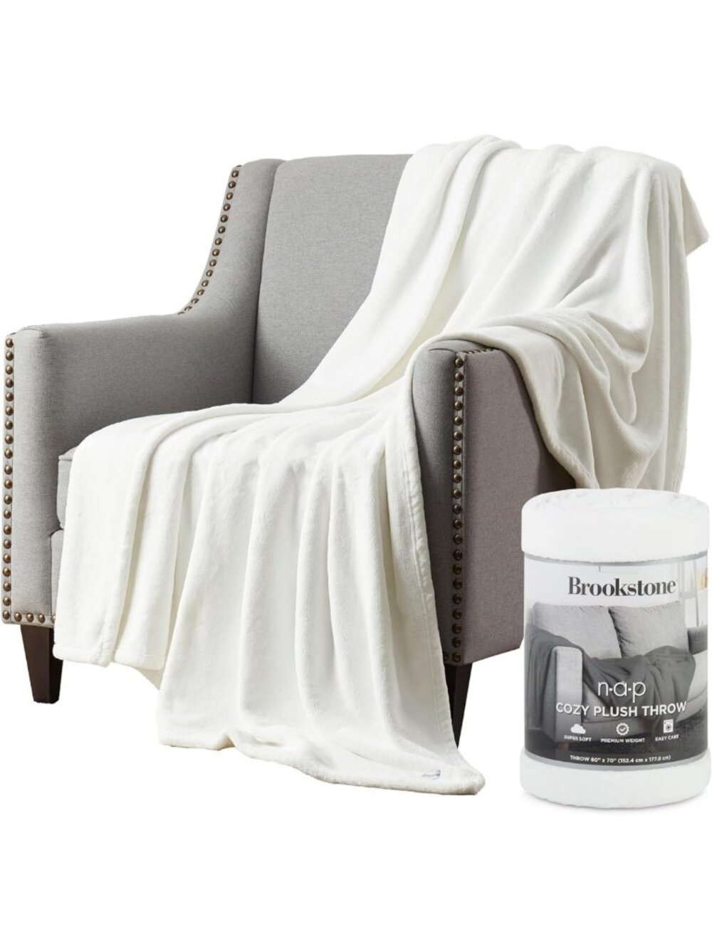 Cozy Plush Throw Blanket for Couch, Soft White Nap Blanket, Perfect for Home
